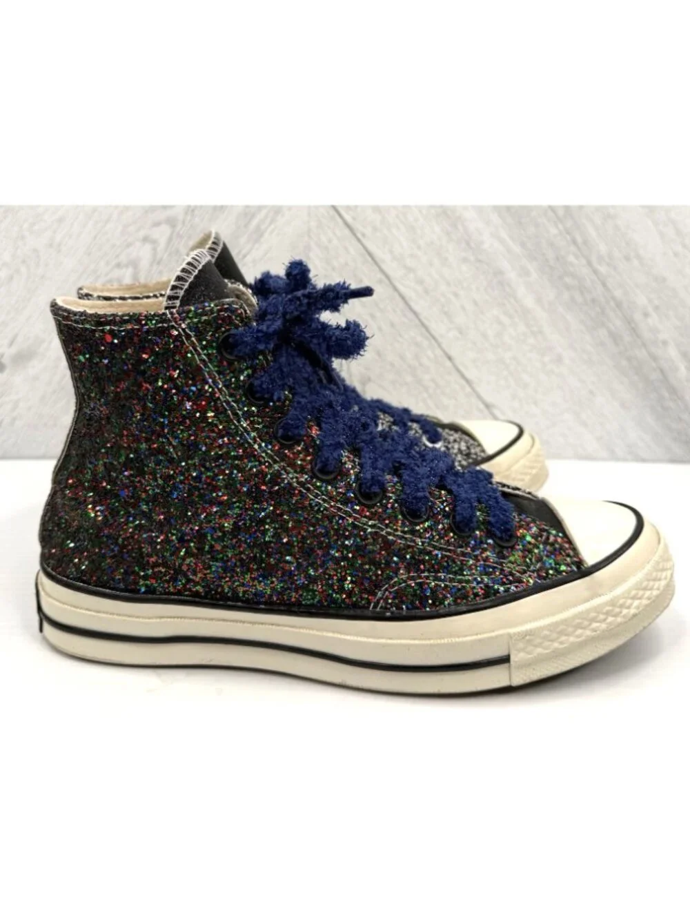 Converse x JW Anderson Chuck 70 Hi Womens 8.5 Black Multicolor Glitter Pack - Picture 4 of 16